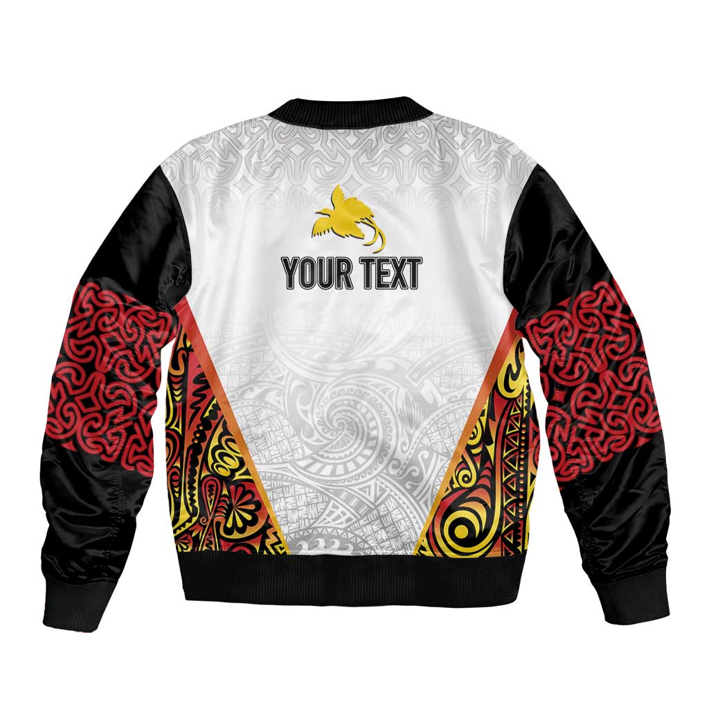 Personalized Papua New Guinea Sleeve Zip Bomber Jacket Hapi De bilong Indipendens PNG