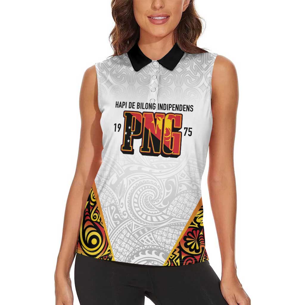 Personalized Papua New Guinea Women Sleeveless Polo Shirt Hapi De bilong Indipendens PNG