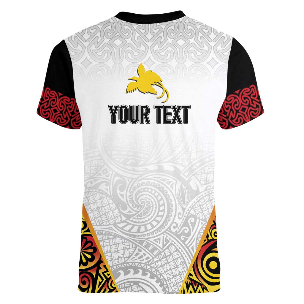 Personalized Papua New Guinea Women V-Neck T-Shirt Hapi De bilong Indipendens PNG