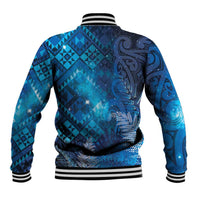 Aotearoa Taniko Matariki Baseball Jacket Cosmic Blue