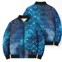 Aotearoa Taniko Matariki Bomber Puffer Jacket Cosmic Blue