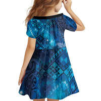 Aotearoa Taniko Matariki Family Matching Off Shoulder Maxi Dress and Hawaiian Shirt Cosmic Blue