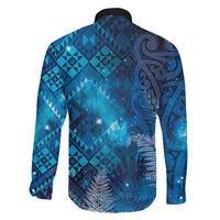 Aotearoa Taniko Matariki Family Matching Off Shoulder Maxi Dress and Hawaiian Shirt Cosmic Blue