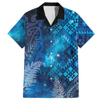 Aotearoa Taniko Matariki Family Matching Off Shoulder Short Dress and Hawaiian Shirt Cosmic Blue