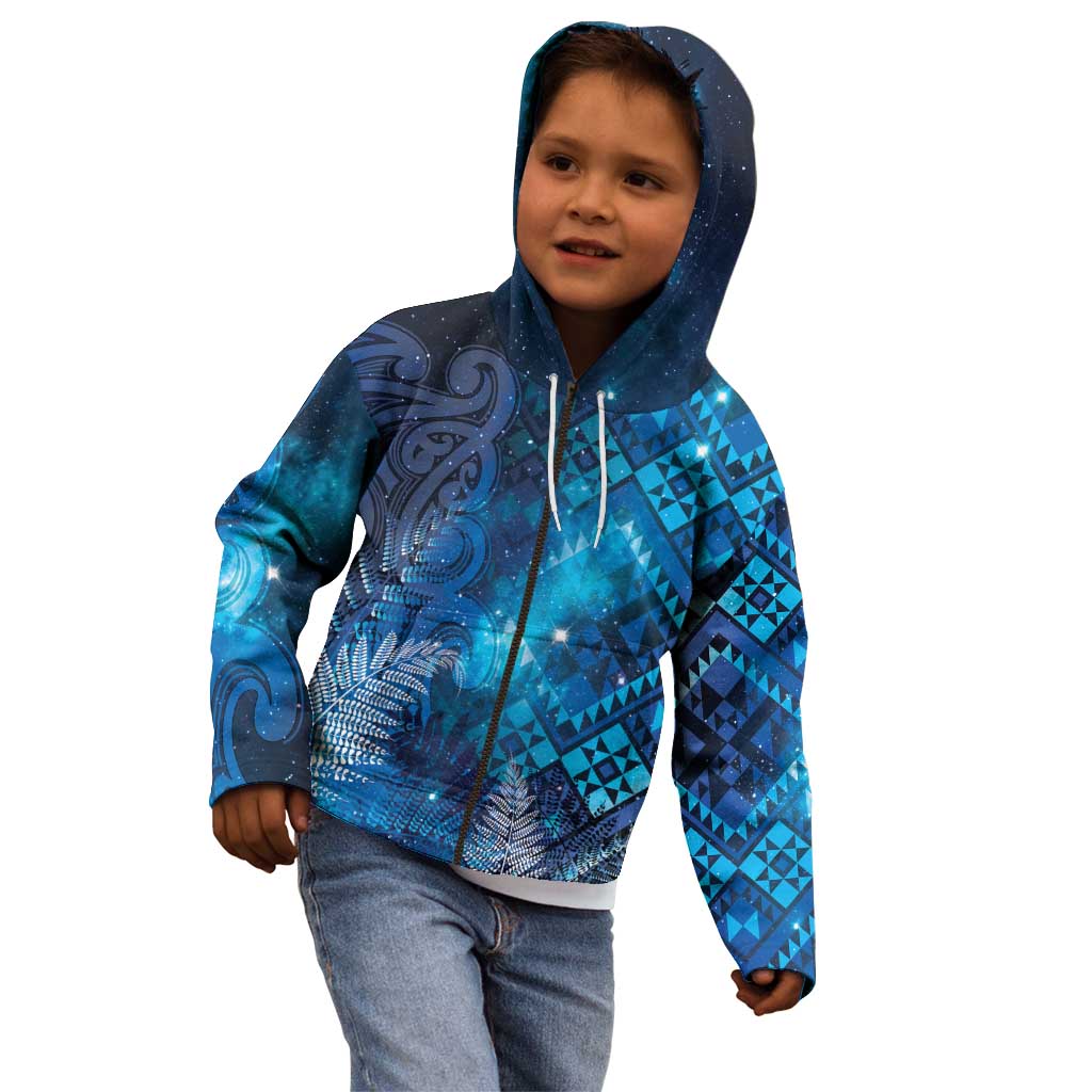 Aotearoa Taniko Matariki Kid Hoodie Cosmic Blue