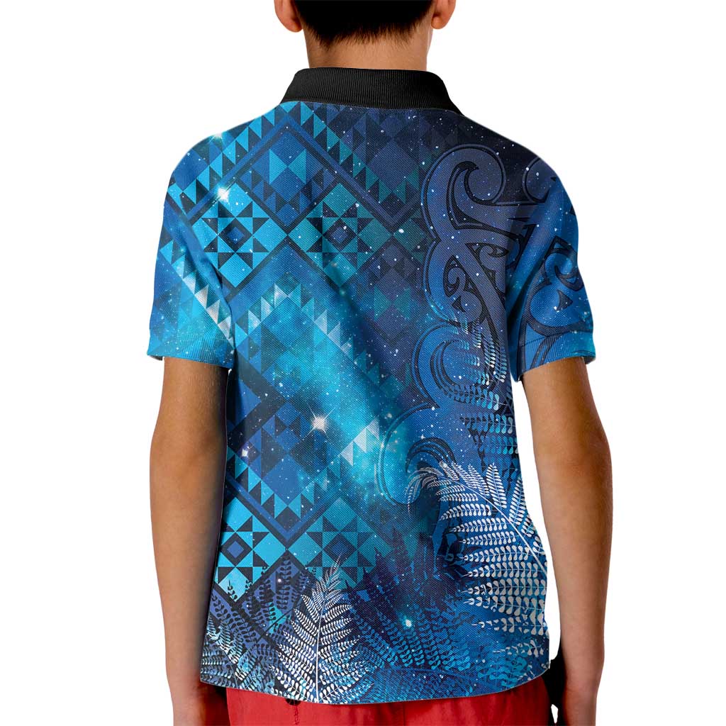 Aotearoa Taniko Matariki Kid Polo Shirt Cosmic Blue