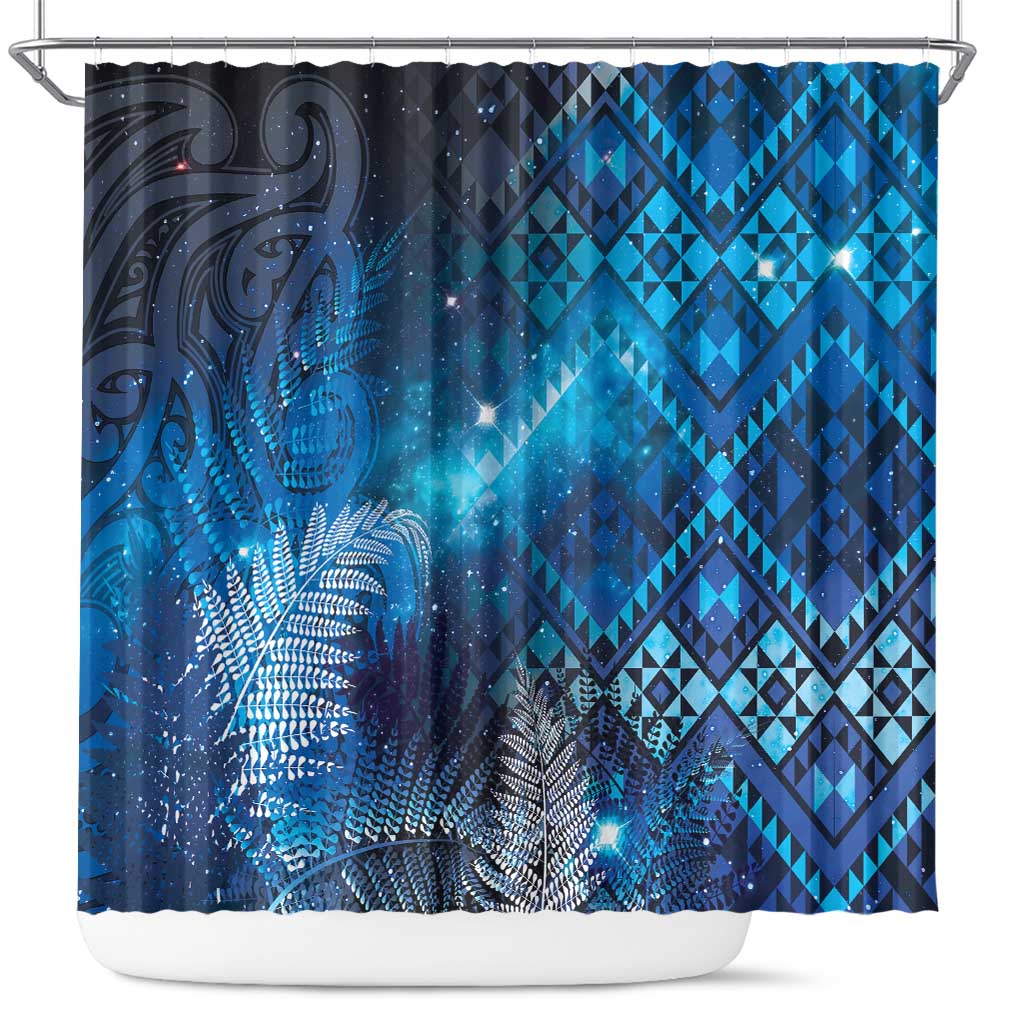 Aotearoa Taniko Matariki Shower Curtain Cosmic Blue