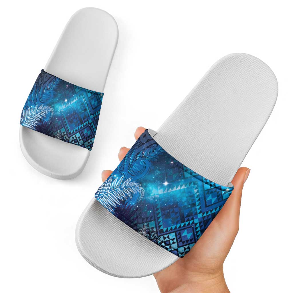 Aotearoa Taniko Matariki Slide Sandals Cosmic Blue