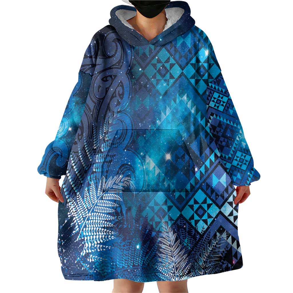 Aotearoa Taniko Matariki Wearable Blanket Hoodie Cosmic Blue