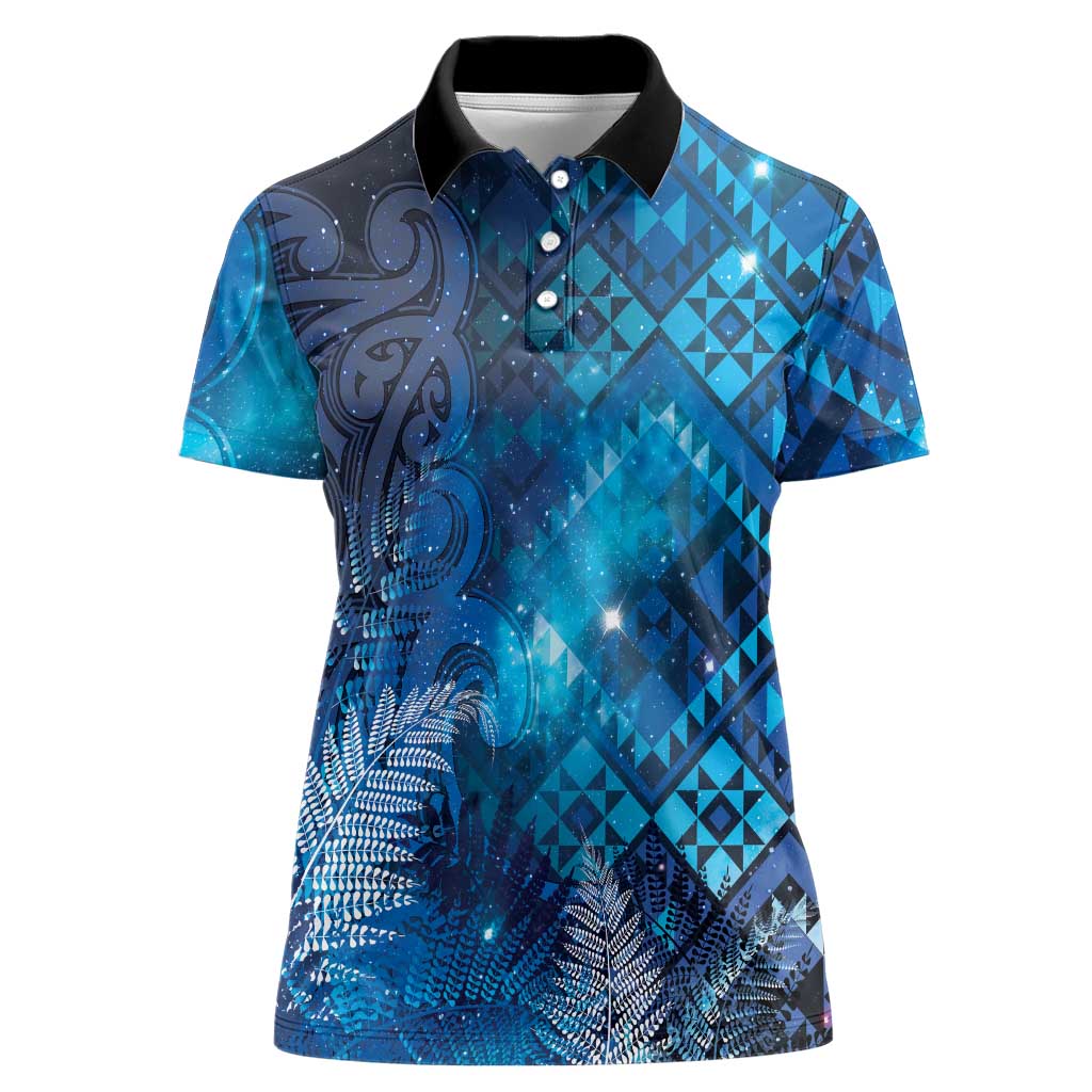 Aotearoa Taniko Matariki Women Polo Shirt Cosmic Blue