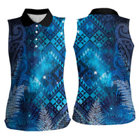 Aotearoa Taniko Matariki Women Sleeveless Polo Shirt Cosmic Blue