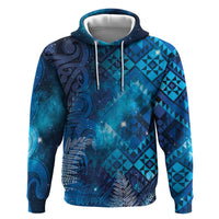 Aotearoa Taniko Matariki Zip Hoodie Cosmic Blue