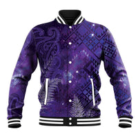 Aotearoa Taniko Matariki Baseball Jacket Cosmic Violet