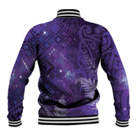 Aotearoa Taniko Matariki Baseball Jacket Cosmic Violet