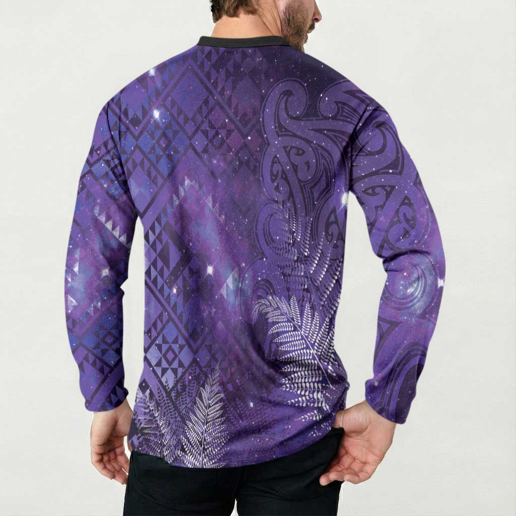 Aotearoa Taniko Matariki Button Sweatshirt Cosmic Violet