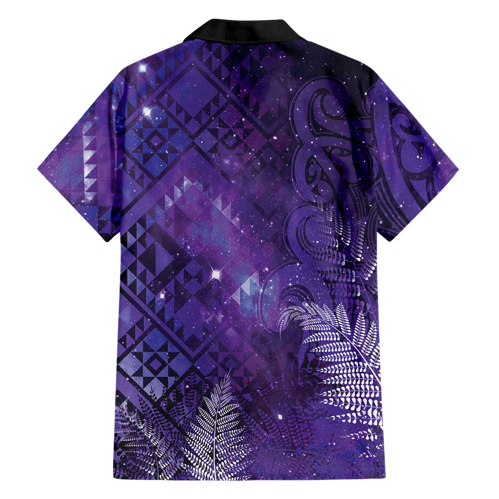 Aotearoa Taniko Matariki Family Matching Off The Shoulder Long Sleeve Dress and Hawaiian Shirt Cosmic Violet LT7 - Polynesian Pride