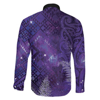Aotearoa Taniko Matariki Family Matching Off Shoulder Maxi Dress and Hawaiian Shirt Cosmic Violet
