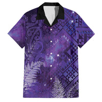 Aotearoa Taniko Matariki Family Matching Off Shoulder Short Dress and Hawaiian Shirt Cosmic Violet