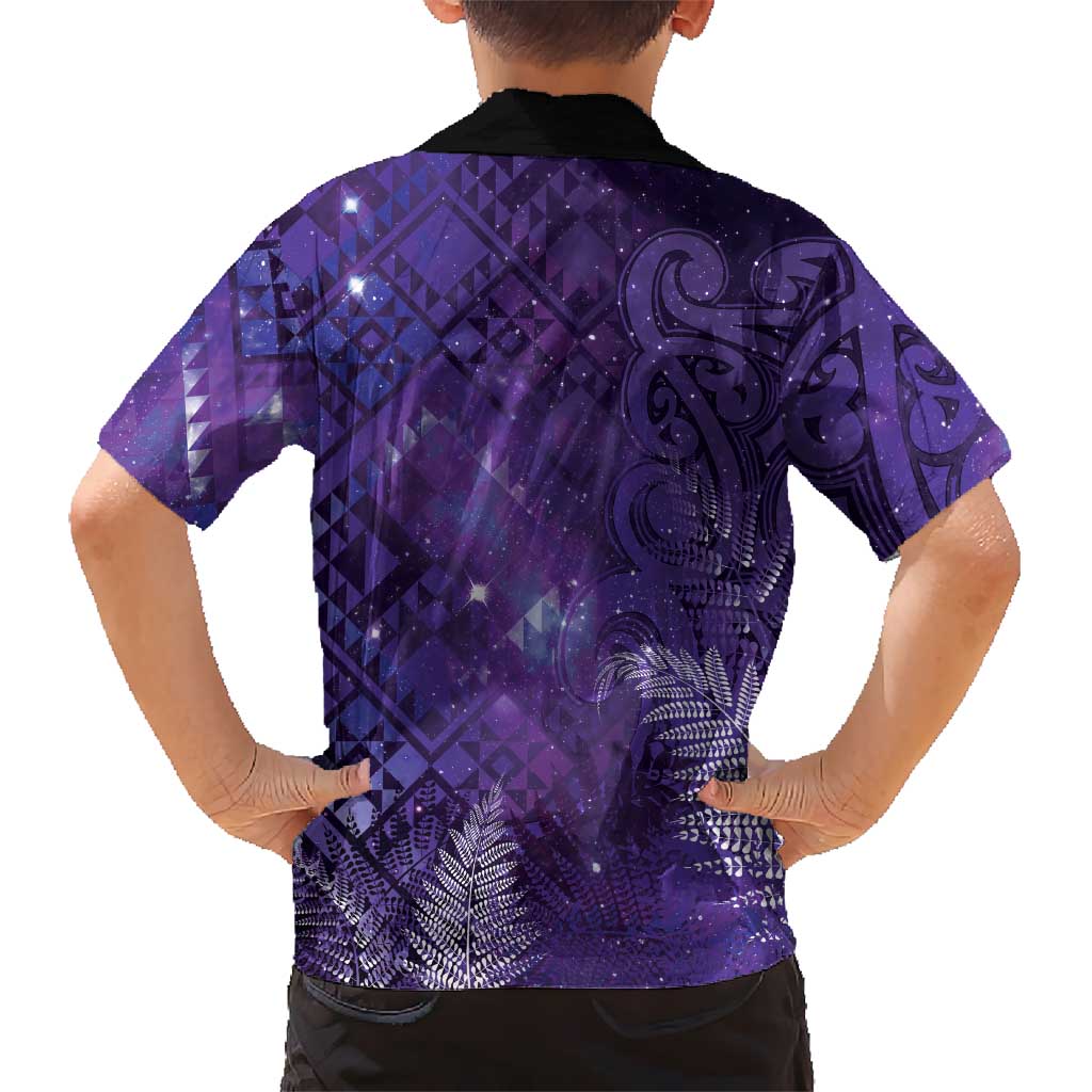 Aotearoa Taniko Matariki Family Matching Puletasi and Hawaiian Shirt Cosmic Violet