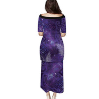 Aotearoa Taniko Matariki Family Matching Puletasi and Hawaiian Shirt Cosmic Violet