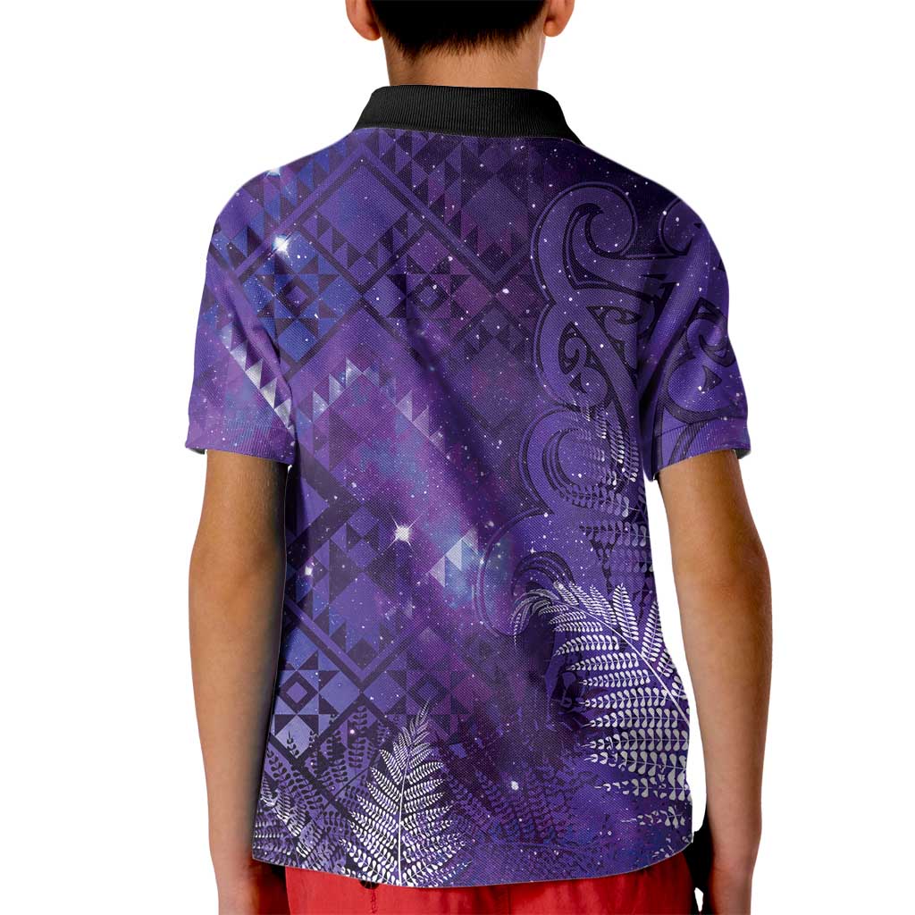Aotearoa Taniko Matariki Kid Polo Shirt Cosmic Violet