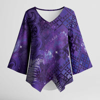 Aotearoa Taniko Matariki Kimono Sleeve Blouse Cosmic Violet