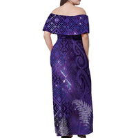 Aotearoa Taniko Matariki Off Shoulder Maxi Dress Cosmic Violet