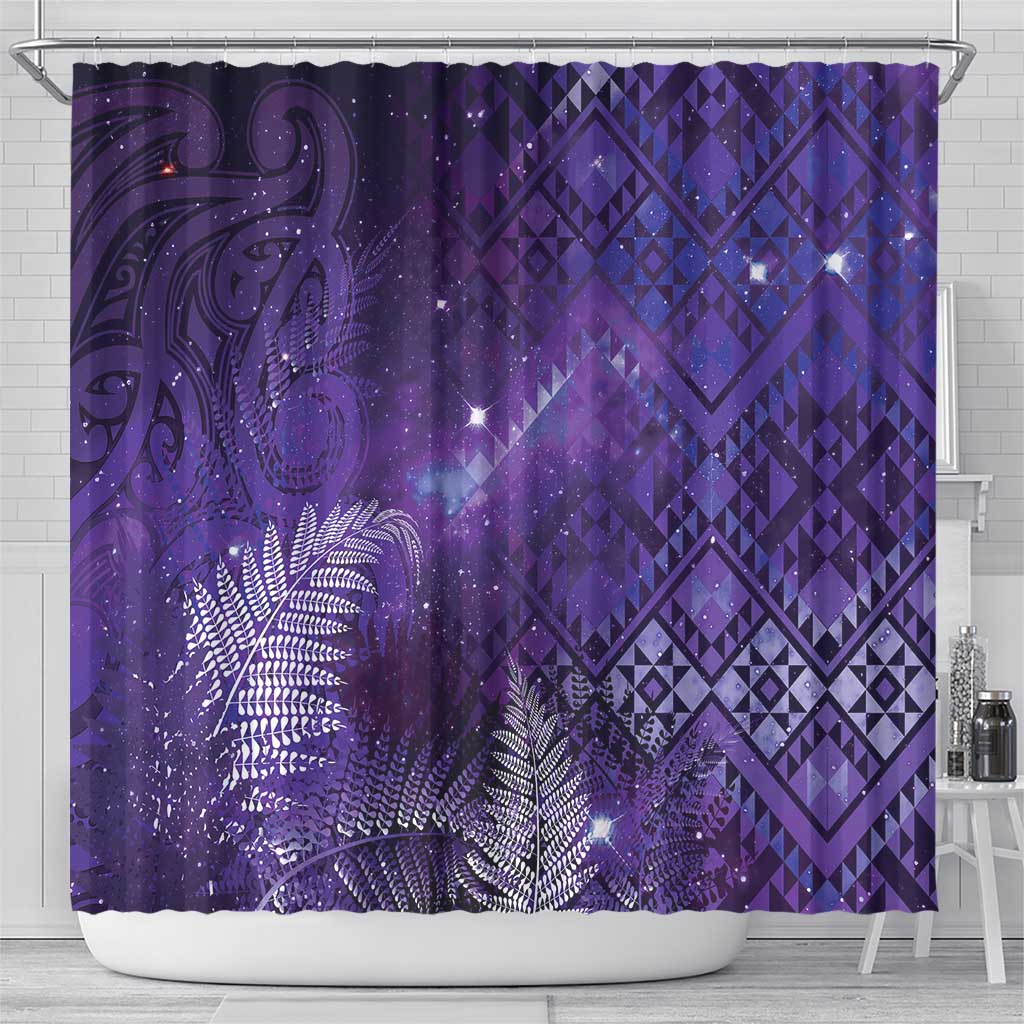 Aotearoa Taniko Matariki Shower Curtain Cosmic Violet