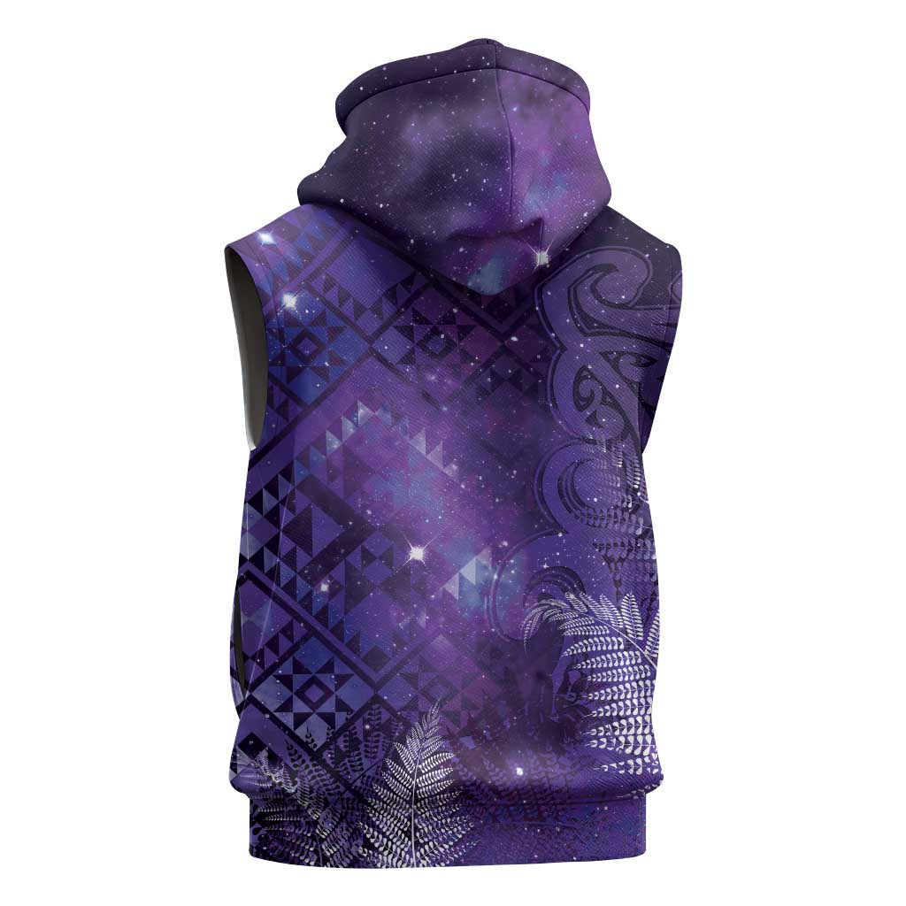 Aotearoa Taniko Matariki Sleeveless Zip Hoodie Cosmic Violet