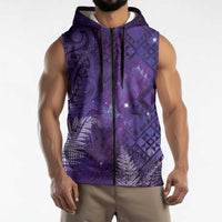 Aotearoa Taniko Matariki Sleeveless Zip Hoodie Cosmic Violet