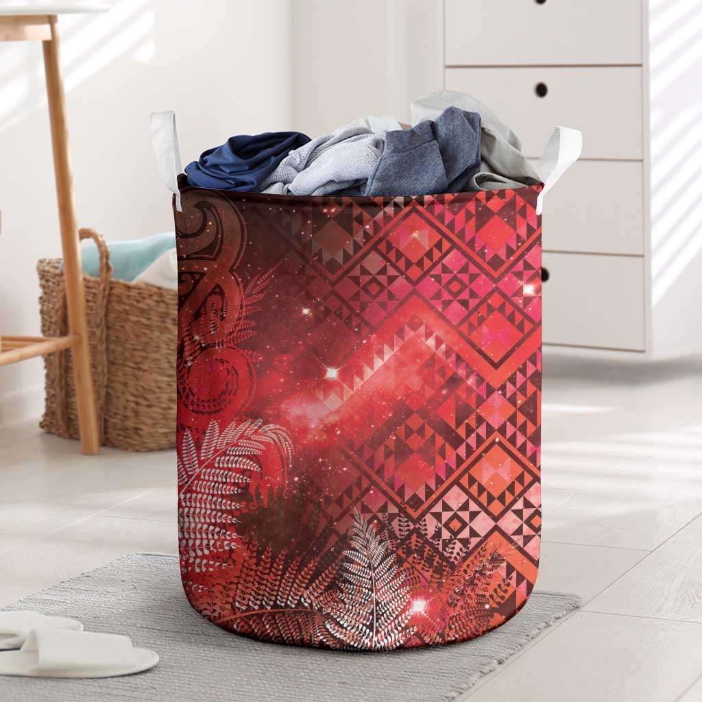 Aotearoa Taniko Matariki Laundry Basket Cosmic Red