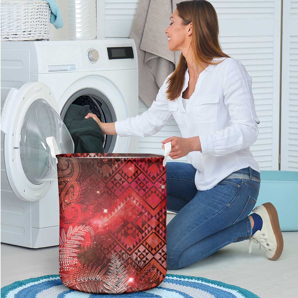 Aotearoa Taniko Matariki Laundry Basket Cosmic Red