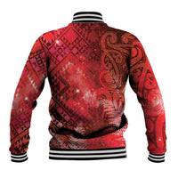 Aotearoa Taniko Matariki Baseball Jacket Cosmic Red