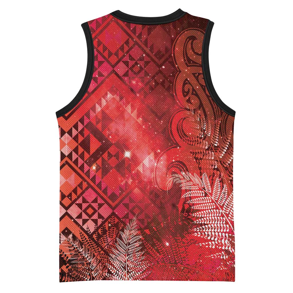 Aotearoa Taniko Matariki Basketball Jersey Cosmic Red