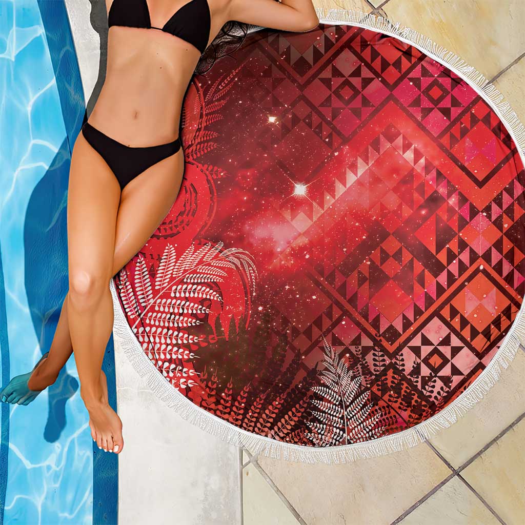 Aotearoa Taniko Matariki Beach Blanket Cosmic Red