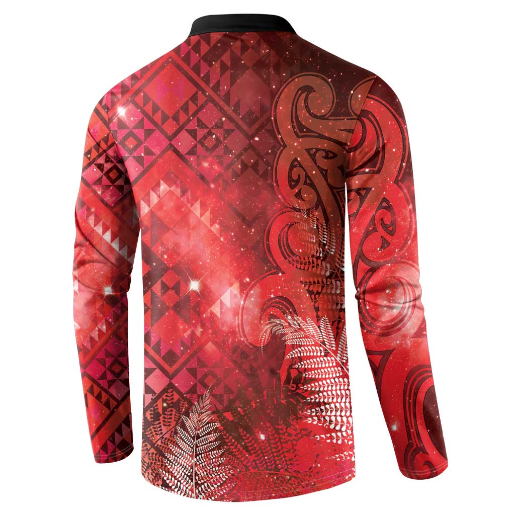 Aotearoa Taniko Matariki Button Sweatshirt Cosmic Red