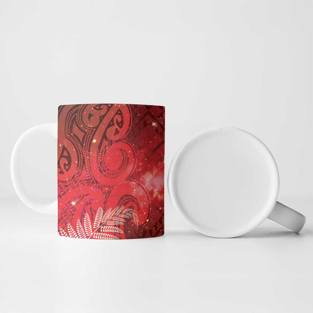 Aotearoa Taniko Matariki Ceramic Mug Cosmic Red