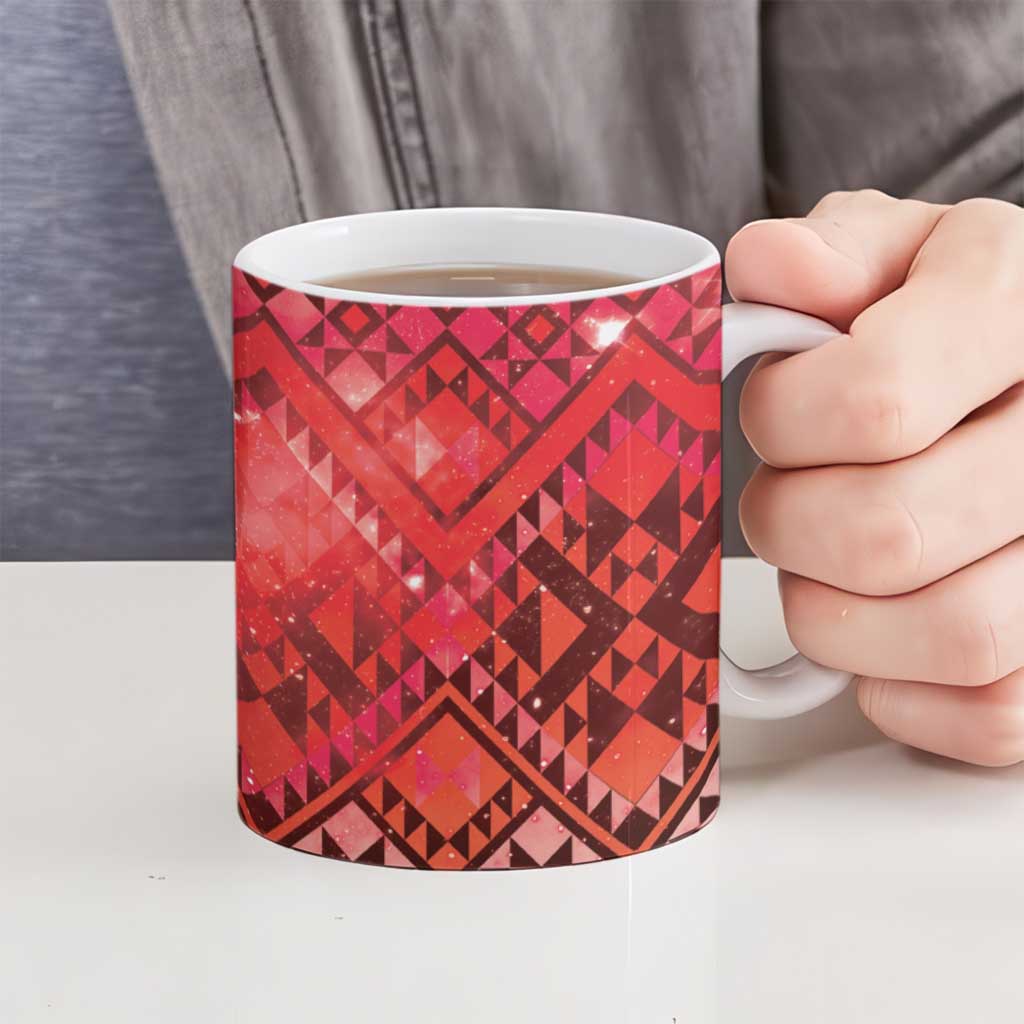Aotearoa Taniko Matariki Ceramic Mug Cosmic Red