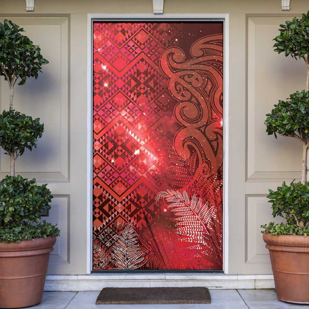 Aotearoa Taniko Matariki Door Cover Cosmic Red