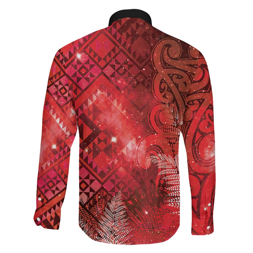 Aotearoa Taniko Matariki Family Matching Off Shoulder Short Dress and Hawaiian Shirt Cosmic Red