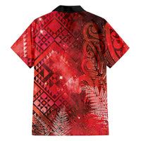 Aotearoa Taniko Matariki Family Matching Short Sleeve Bodycon Dress and Hawaiian Shirt Cosmic Red LT7 - Polynesian Pride