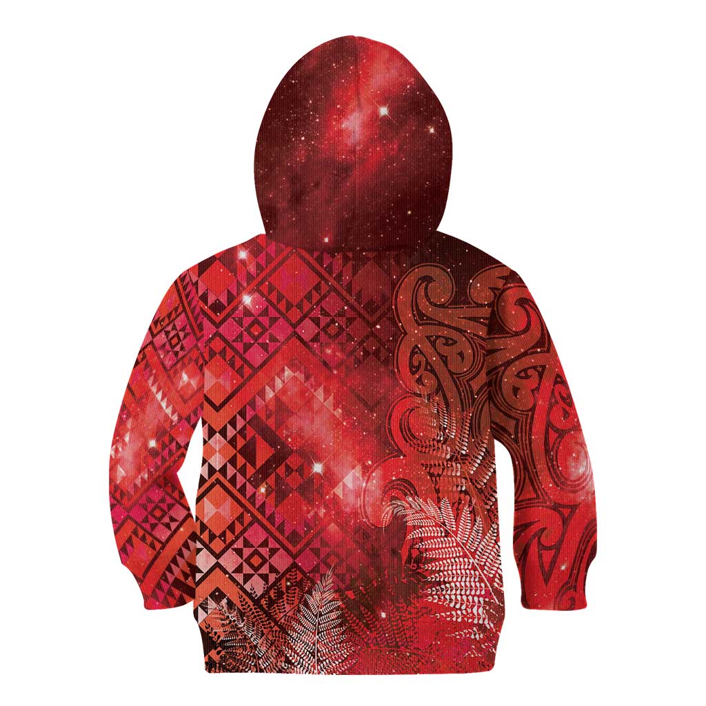 Aotearoa Taniko Matariki Kid Hoodie Cosmic Red
