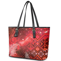 Aotearoa Taniko Matariki Leather Tote Bag Cosmic Red