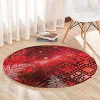 Aotearoa Taniko Matariki Round Carpet Cosmic Red