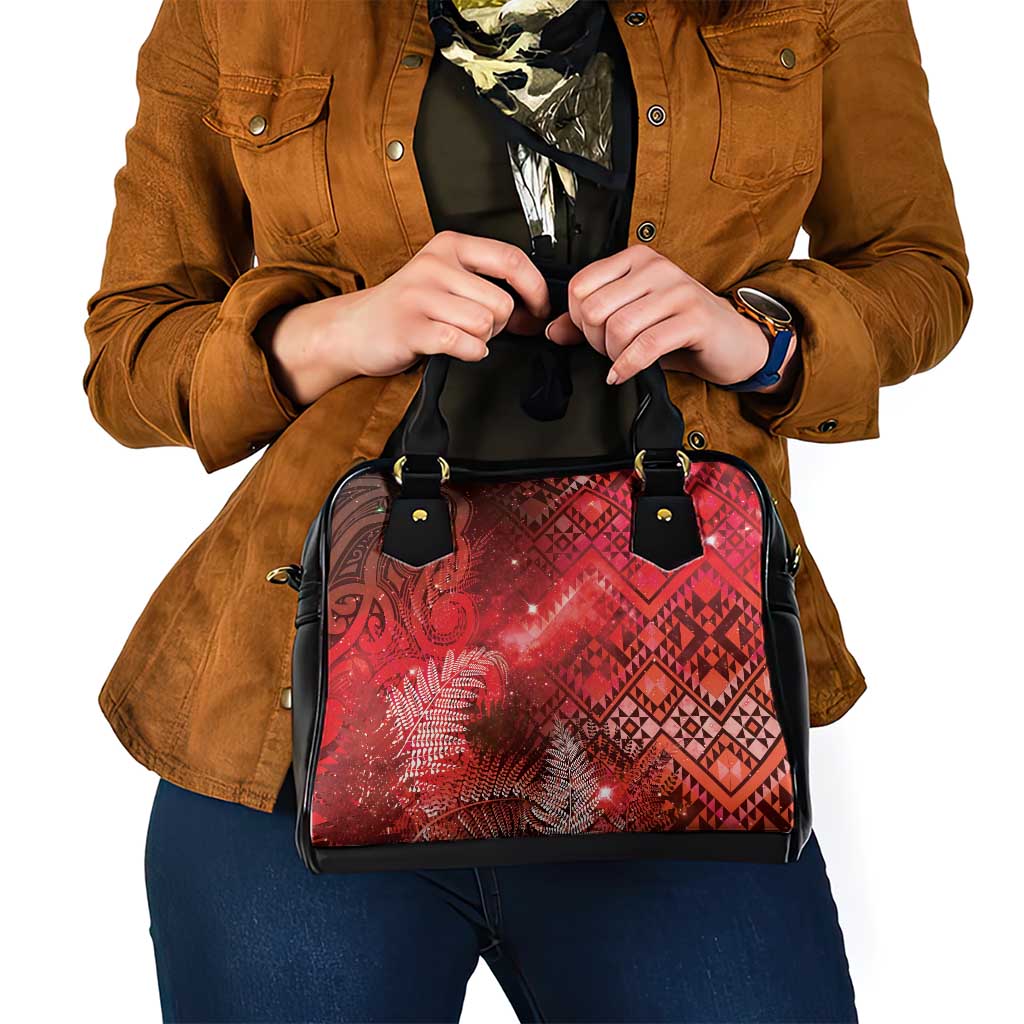 Aotearoa Taniko Matariki Shoulder Handbag Cosmic Red