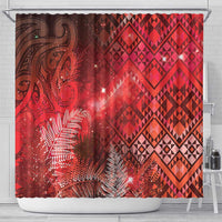 Aotearoa Taniko Matariki Shower Curtain Cosmic Red