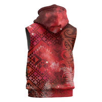 Aotearoa Taniko Matariki Sleeveless Hoodie Cosmic Red
