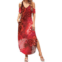 Aotearoa Taniko Matariki Summer Maxi Dress Cosmic Red
