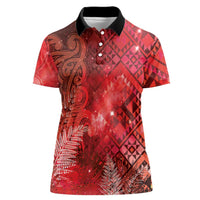 Aotearoa Taniko Matariki Women Polo Shirt Cosmic Red