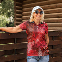 Aotearoa Taniko Matariki Women Polo Shirt Cosmic Red